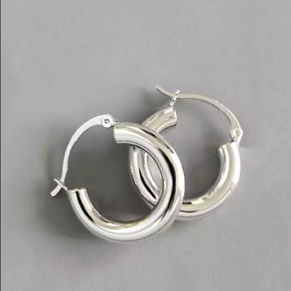 🔘Insta small hoop sterling silver earrings - Picture 3 of 6